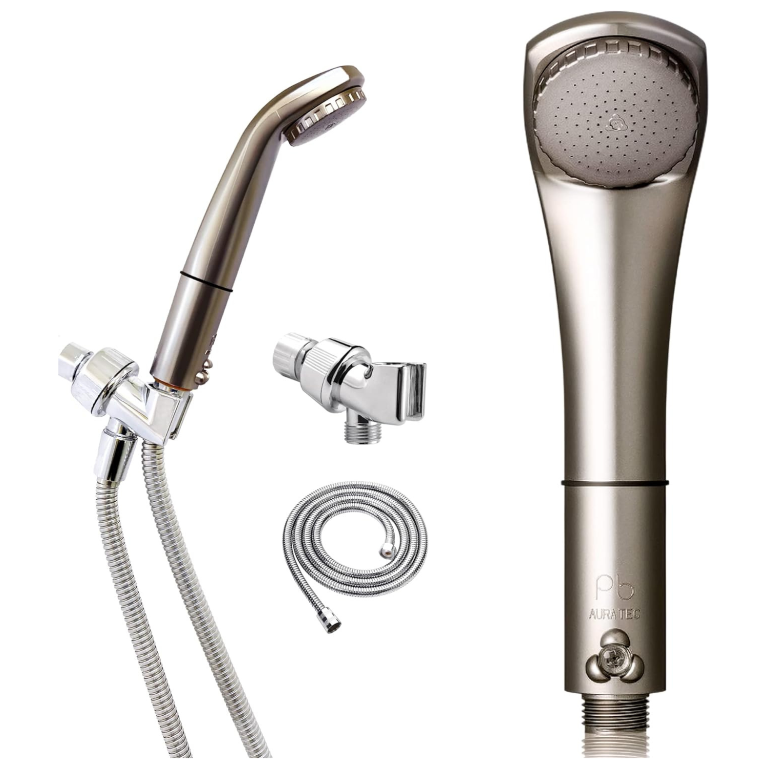 Purebble Microbubble Hand Held Shower Head with Hose (Champagne Gold)